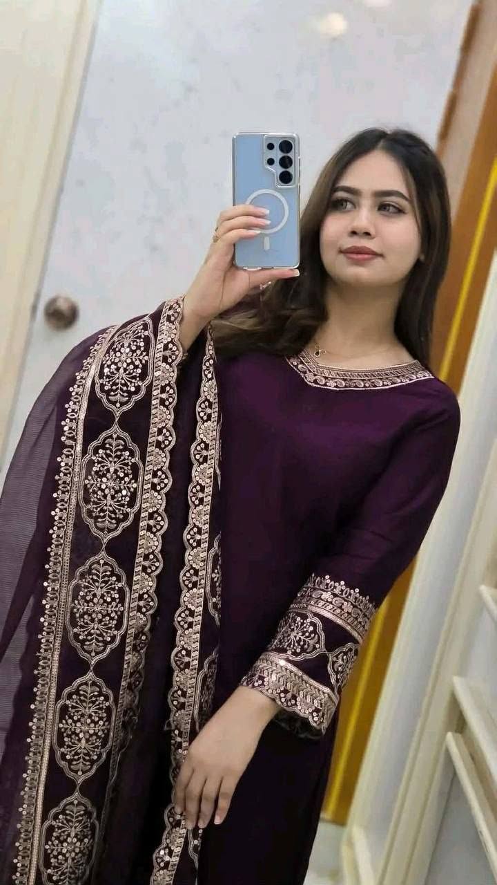 Sequence Embroidery Three Piece